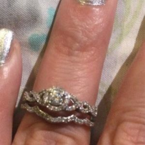 10k diamond engagement ring and band set